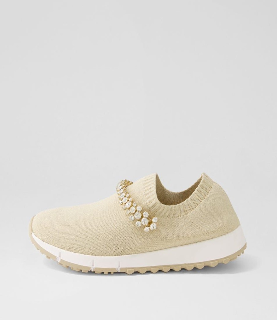 Shoes DJANGO & JULIETTE | Jolo Sand Gold Trim Fabric Sneakers