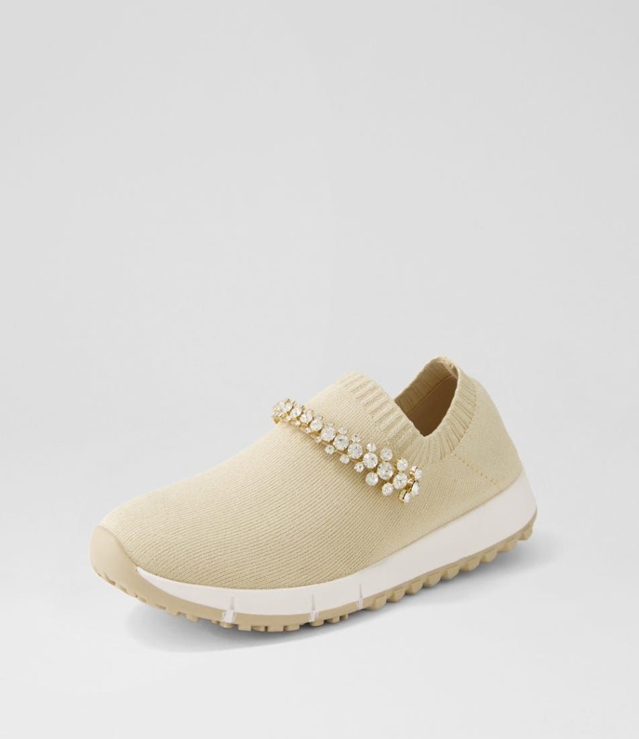 Shoes DJANGO & JULIETTE | Jolo Sand Gold Trim Fabric Sneakers