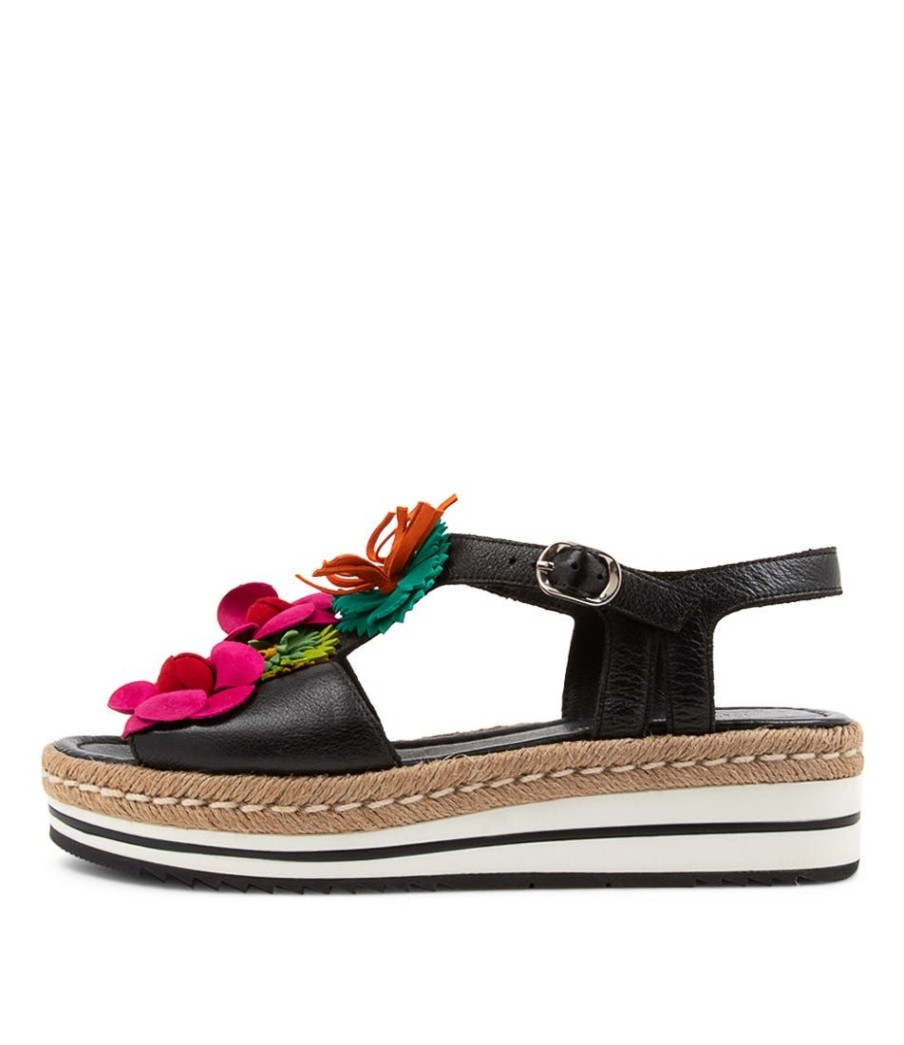 Shoes DJANGO & JULIETTE | Abela Black Multi Leather Sandals