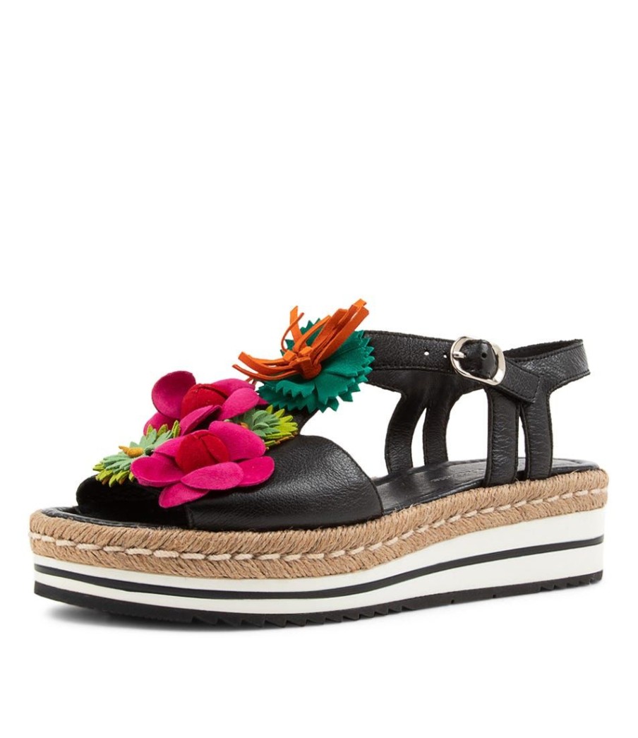 Shoes DJANGO & JULIETTE | Abela Black Multi Leather Sandals