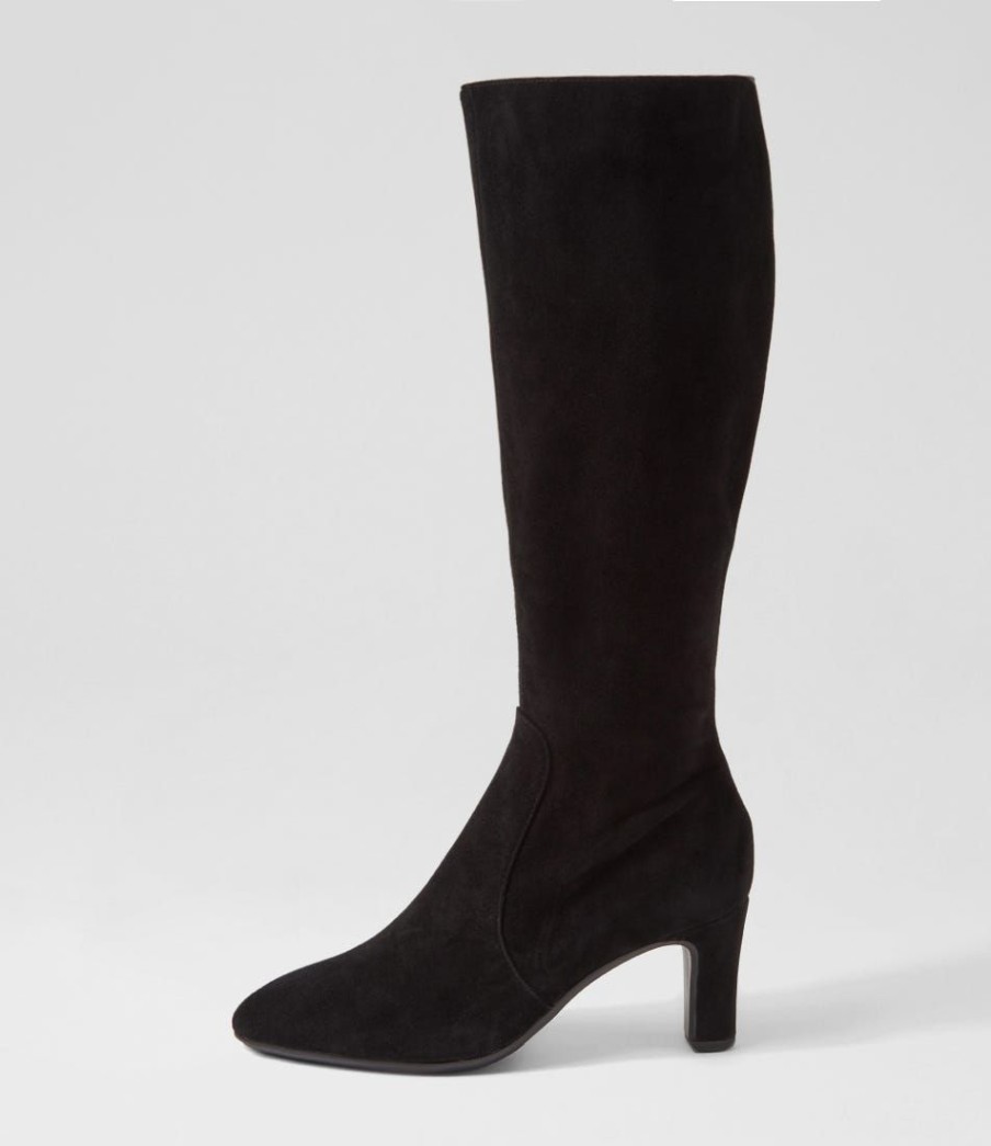 Shoes DJANGO & JULIETTE | Teddie Black Suede Knee High Boots