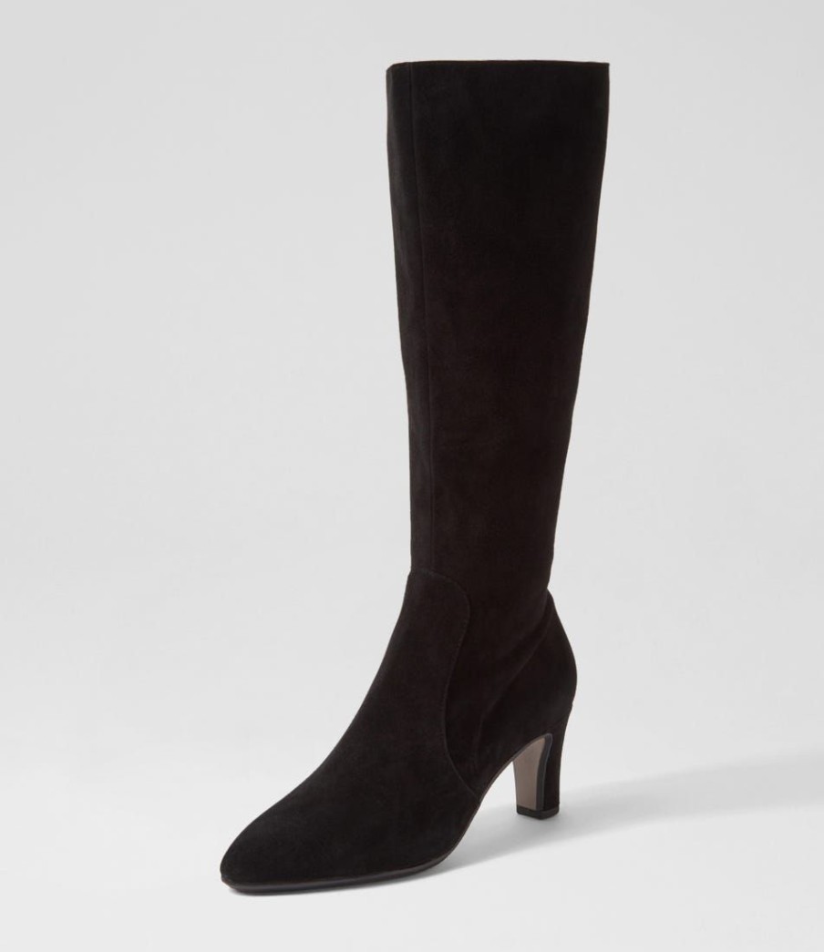 Shoes DJANGO & JULIETTE | Teddie Black Suede Knee High Boots