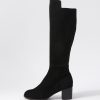 Shoes DJANGO & JULIETTE | Setley Black Suede Stretch Microsuede Knee High Boots