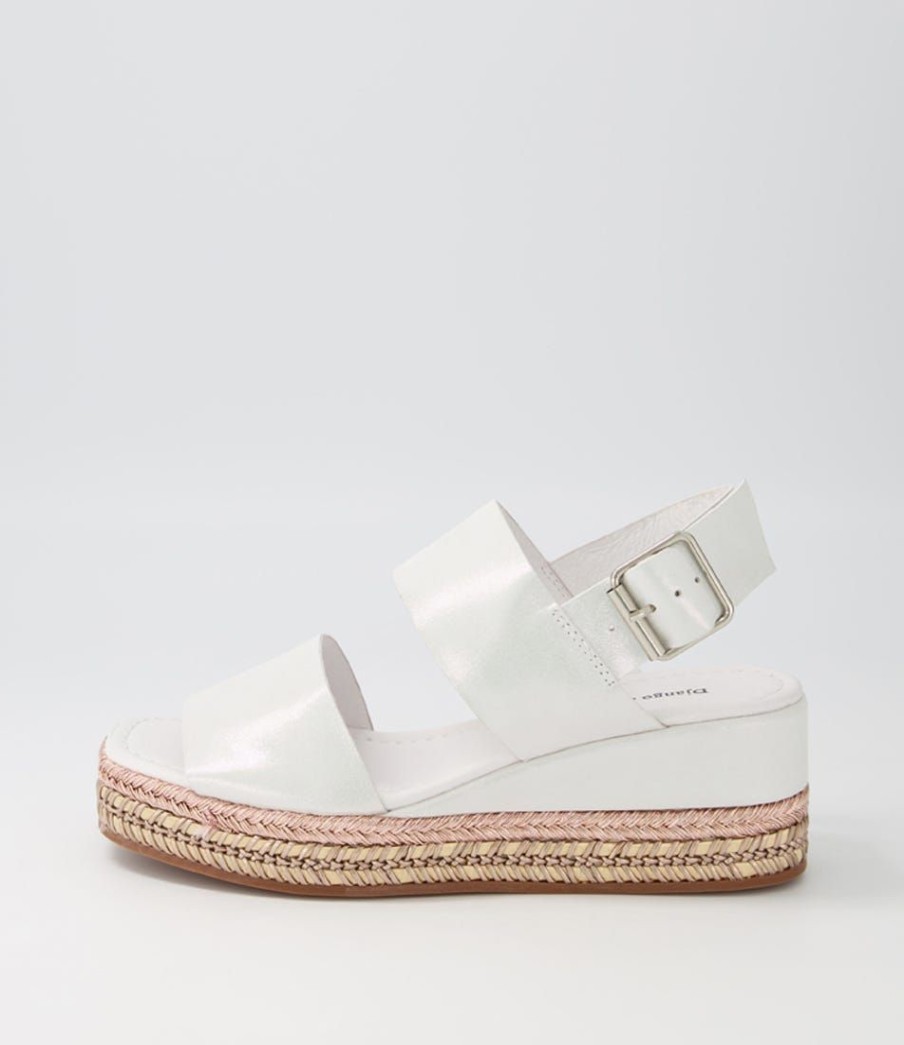 Shoes DJANGO & JULIETTE | Xabbie White Shimmer Leather Espadrilles