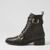 Shoes MOLLINI | Gelous Black Leather Lace Up Boots