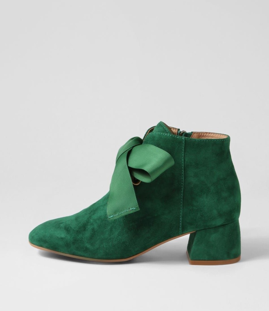 Shoes DJANGO & JULIETTE | Corla Dark Emerald Suede Lace Up Boots