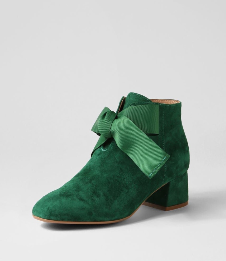 Shoes DJANGO & JULIETTE | Corla Dark Emerald Suede Lace Up Boots