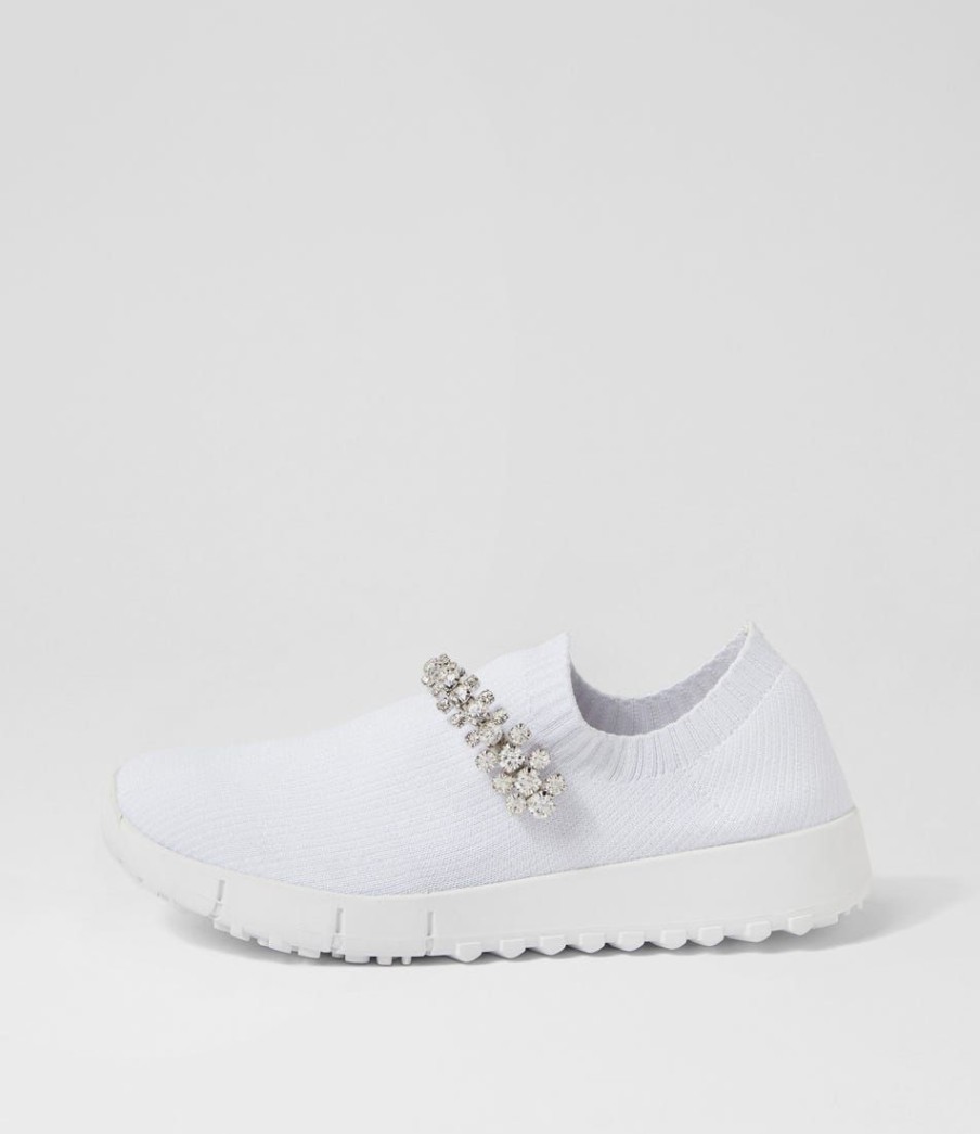 Shoes DJANGO & JULIETTE | Jolo White Silver Trim Fabric Sneakers