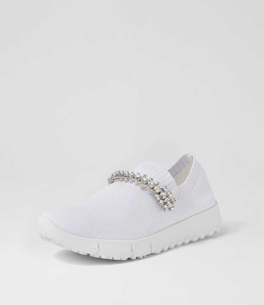 Shoes DJANGO & JULIETTE | Jolo White Silver Trim Fabric Sneakers