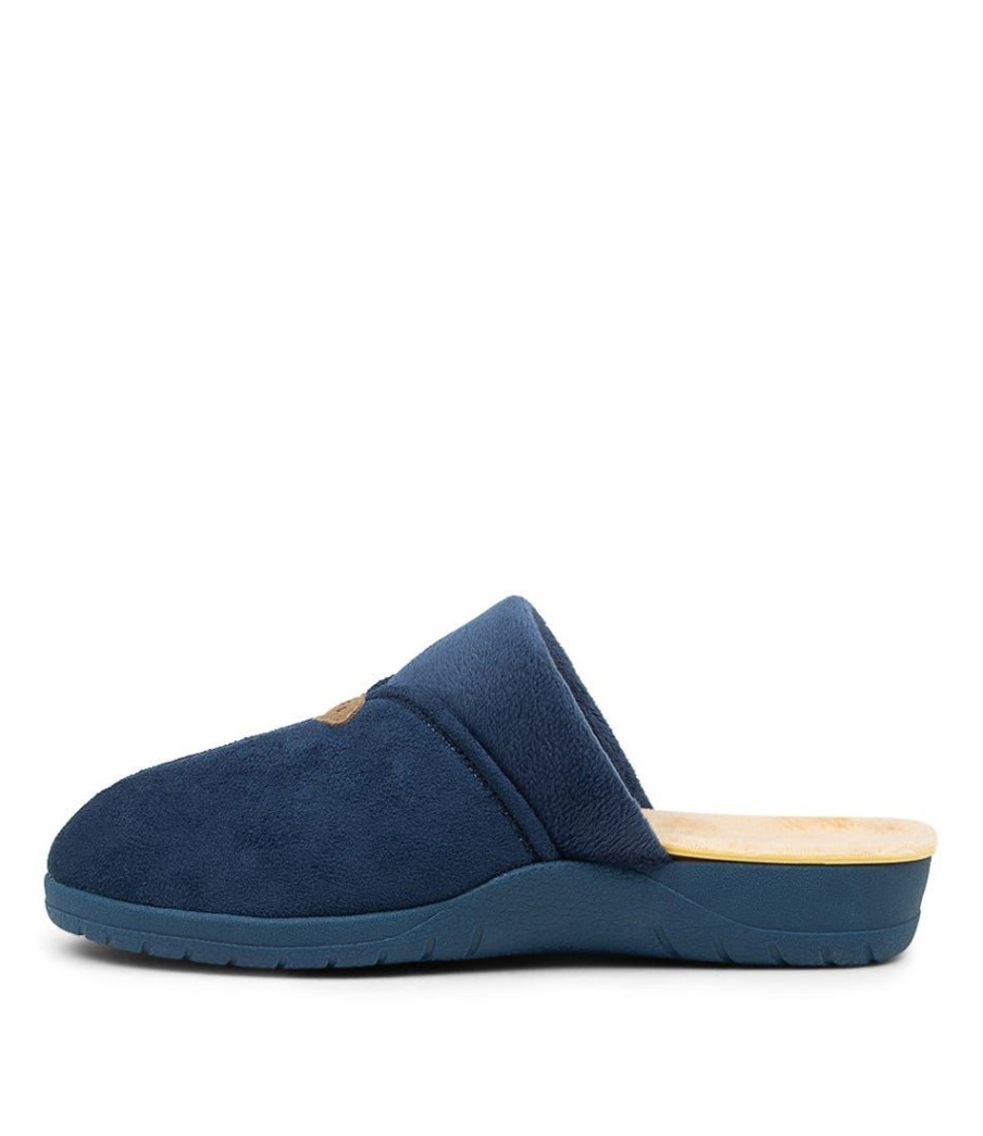 Shoes ZIERA | Comfy W Blue Microsuede Slippers