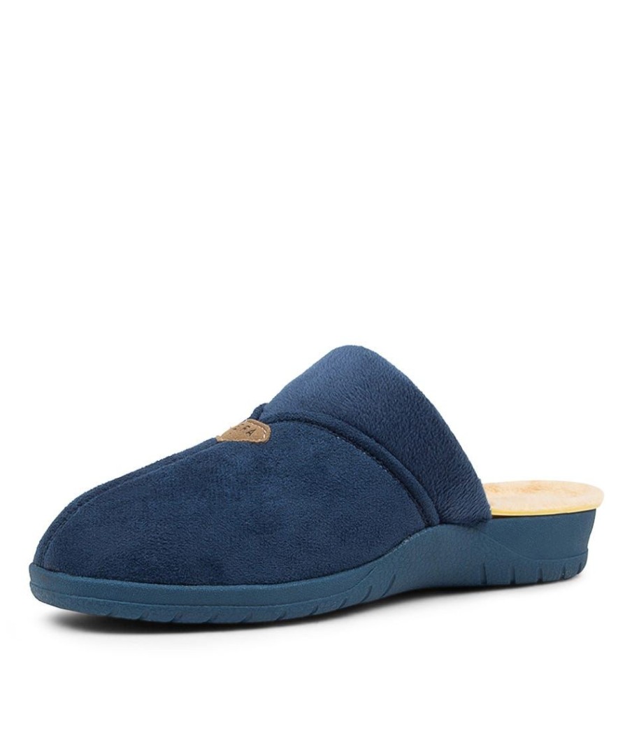 Shoes ZIERA | Comfy W Blue Microsuede Slippers