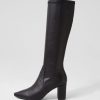 Shoes DJANGO & JULIETTE | Norass Black Stretch Shrunken Knee High Boots