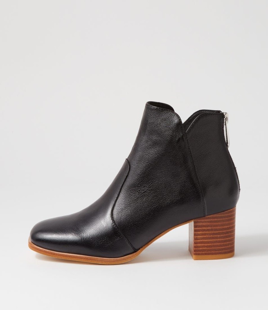 Shoes DJANGO & JULIETTE | Vascal Black Natural Heel Leather Ankle Boots