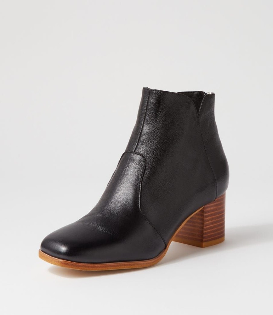 Shoes DJANGO & JULIETTE | Vascal Black Natural Heel Leather Ankle Boots