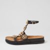 Shoes DJANGO & JULIETTE | Quassi Black Gold Leather Sandals