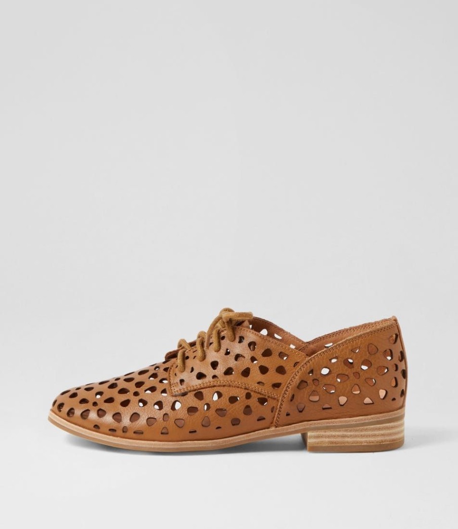 Shoes MOLLINI | Quorgy Dark Tan Leather Lace Up Flats