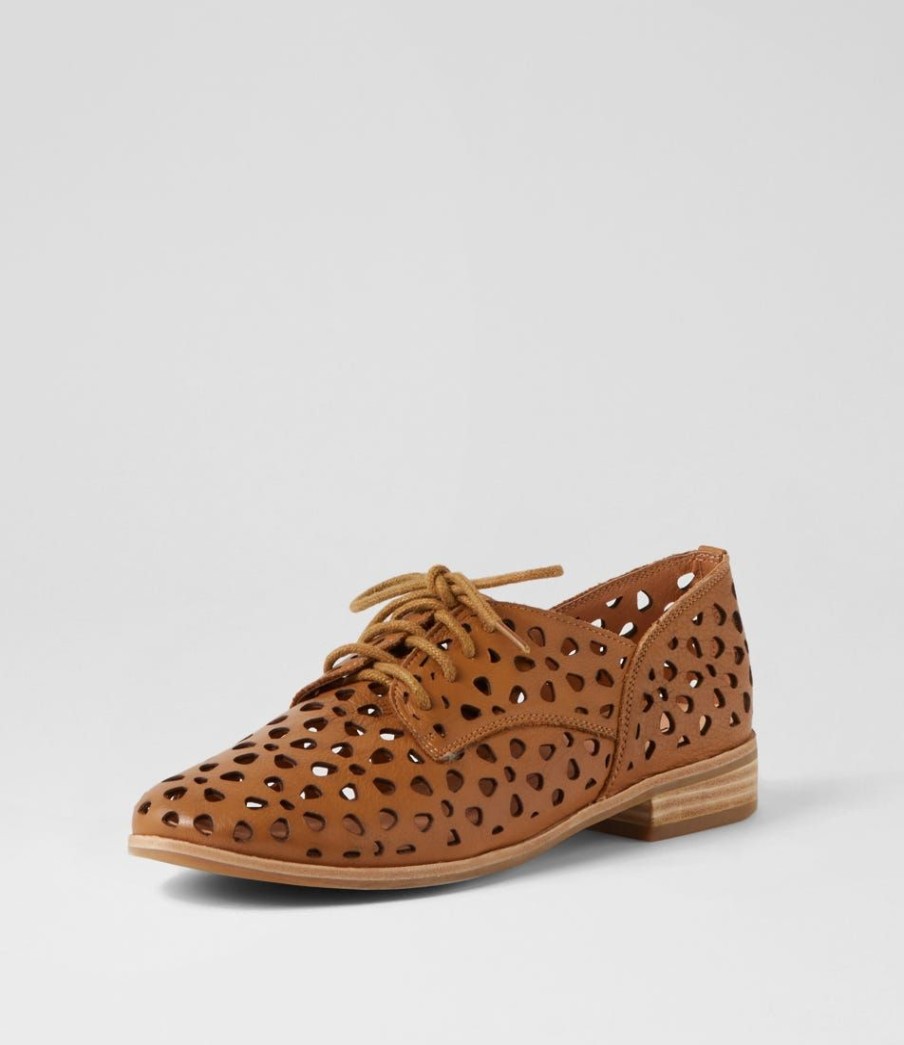 Shoes MOLLINI | Quorgy Dark Tan Leather Lace Up Flats