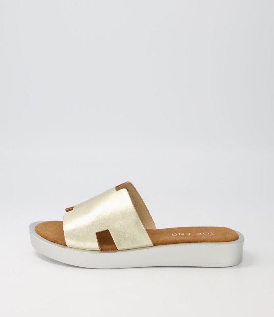 Shoes TOP END | Fando Pale Gold Leather Slides