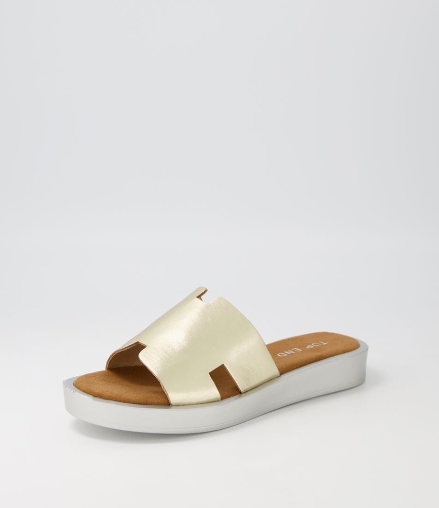 Shoes TOP END | Fando Pale Gold Leather Slides