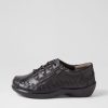 Shoes ZIERA | Amaiar Xw Black Leather Lace Up Flats