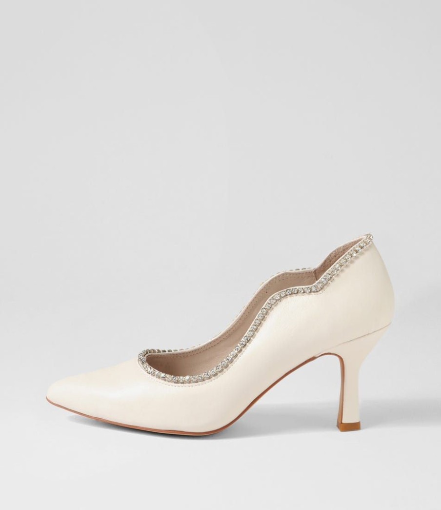 Shoes TOP END | Liddol White Dusty Pink Leather Jewels Heels