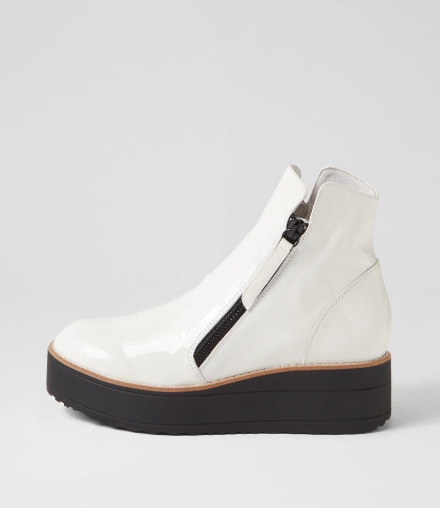 Shoes TOP END | Nene White Black Patent Leather Ankle Boots