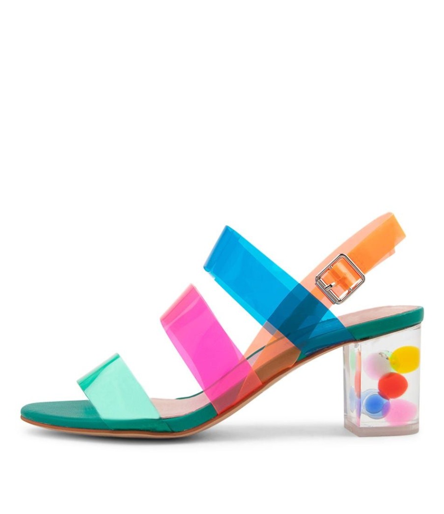 Shoes DJANGO & JULIETTE | Skytles Green Multi Vinylite Sandals