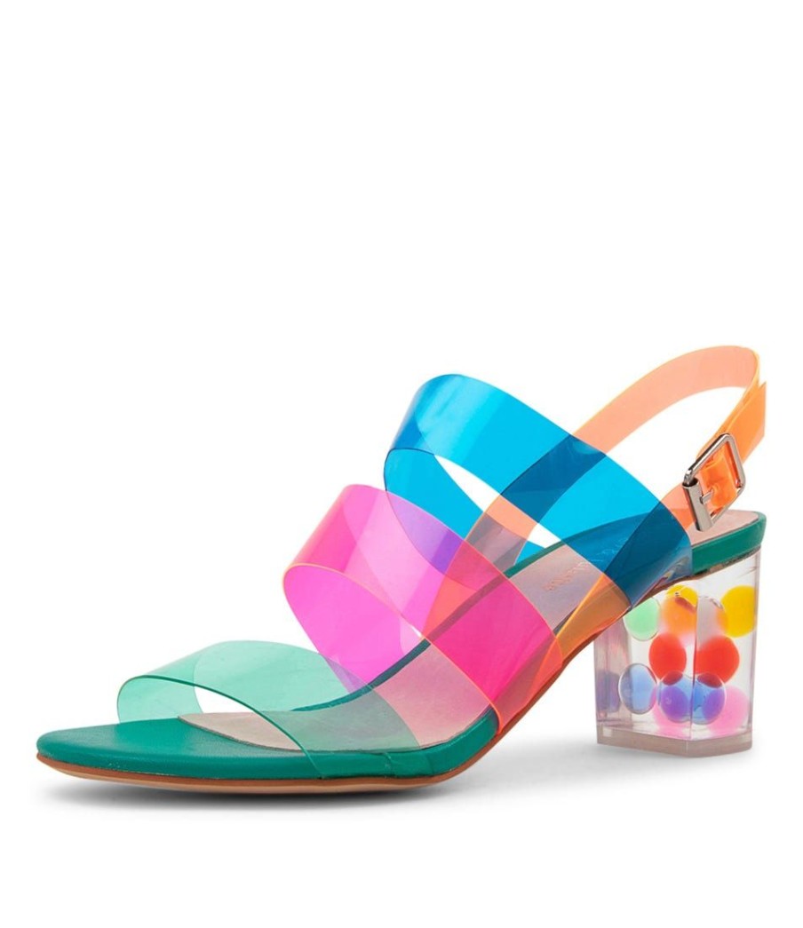 Shoes DJANGO & JULIETTE | Skytles Green Multi Vinylite Sandals