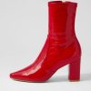 Shoes DJANGO & JULIETTE | Nider Dark Red Stretch Patent Pu Ankle Boots