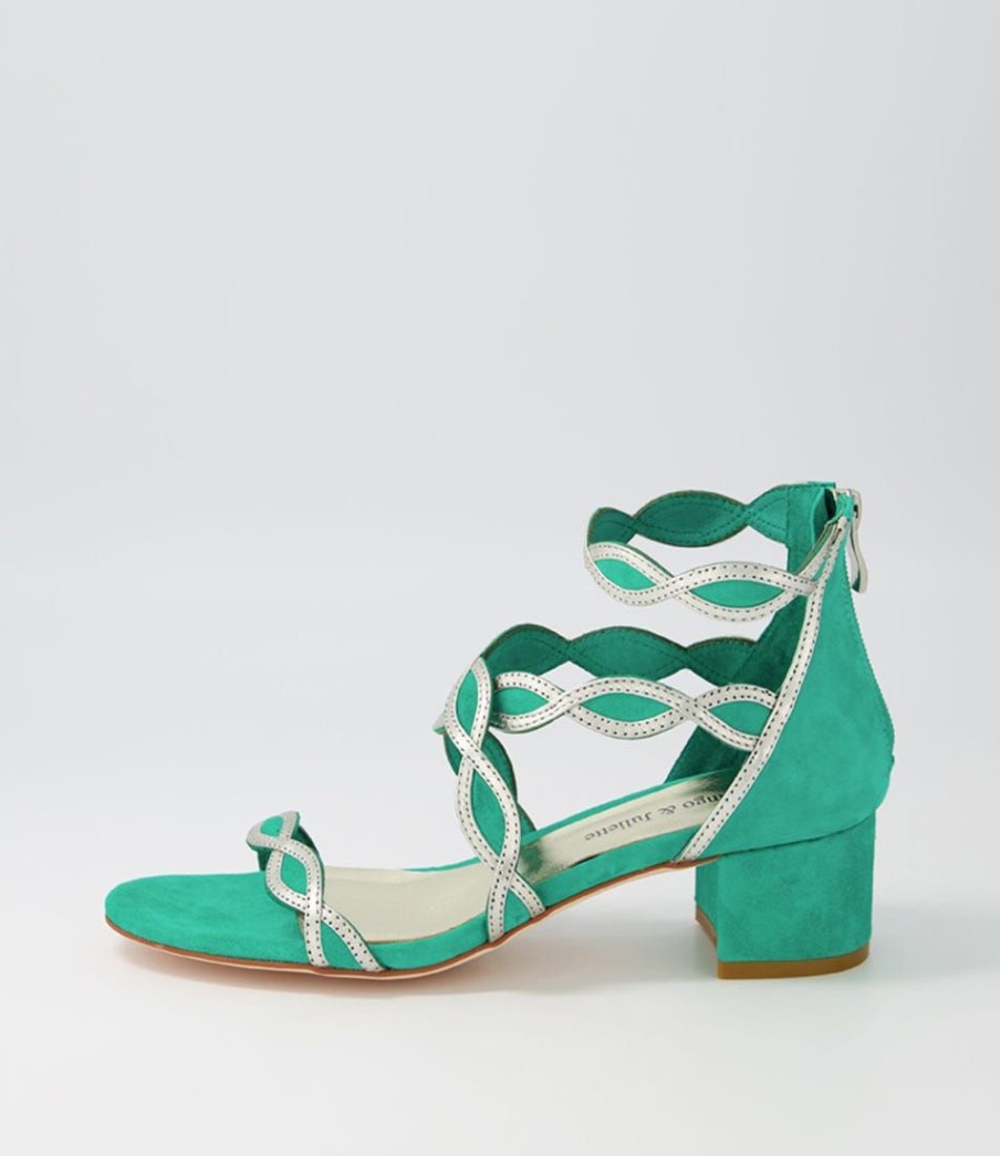 Shoes DJANGO & JULIETTE | Ailani Light Emerald Argento Suede Leather Sandals