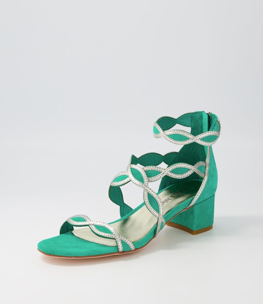 Shoes DJANGO & JULIETTE | Ailani Light Emerald Argento Suede Leather Sandals