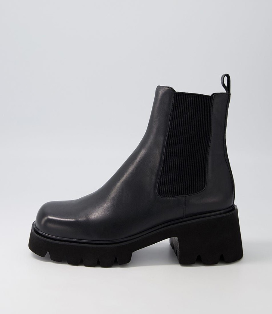 Shoes DJANGO & JULIETTE | Barakios Black Leather Elastic Ankle Boots