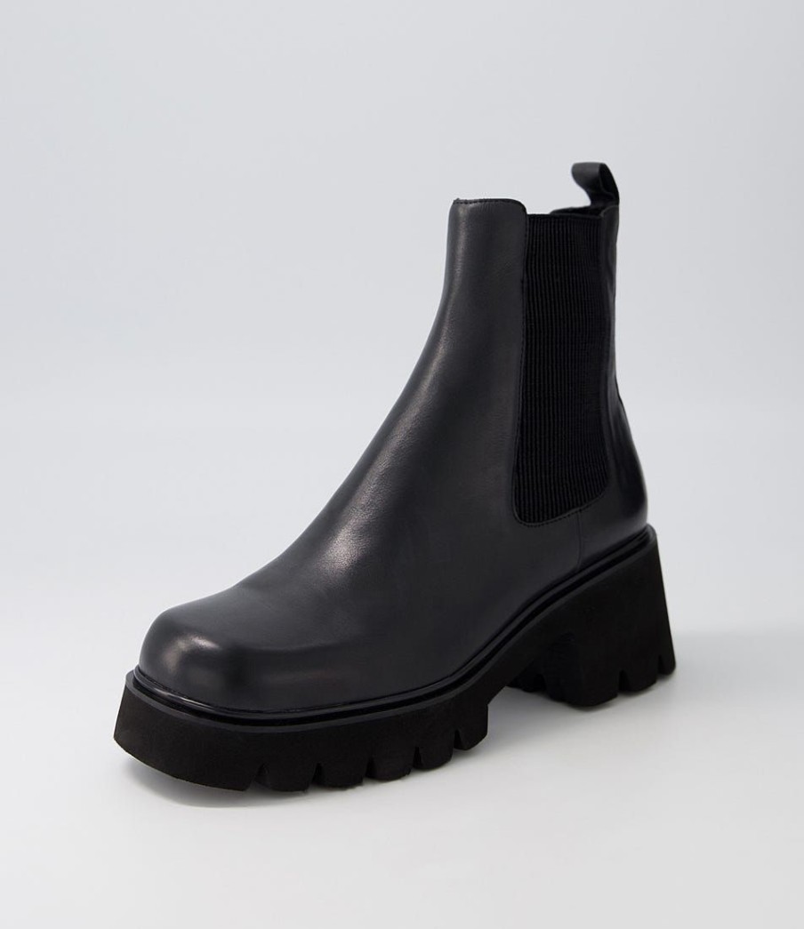 Shoes DJANGO & JULIETTE | Barakios Black Leather Elastic Ankle Boots