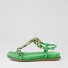 Shoes DJANGO & JULIETTE | Yopal Light Emerald Suede Jewels Sandals