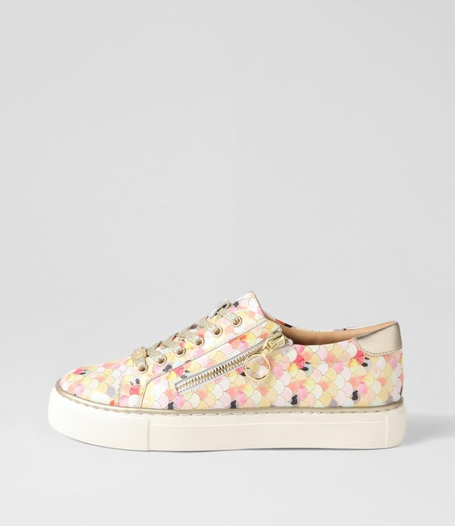 Shoes ZIERA | Pamela Xf Lemon Bubbles Pale Gold Leather Sneakers