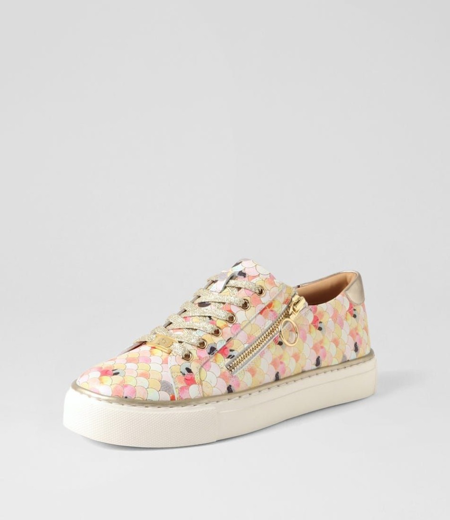 Shoes ZIERA | Pamela Xf Lemon Bubbles Pale Gold Leather Sneakers