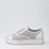 Shoes DJANGO & JULIETTE | Laider Silver Jewels Leather Mesh Sneakers