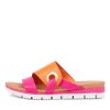 Shoes DJANGO & JULIETTE | Lenox Fuchsia Bright Orange Leather Slides