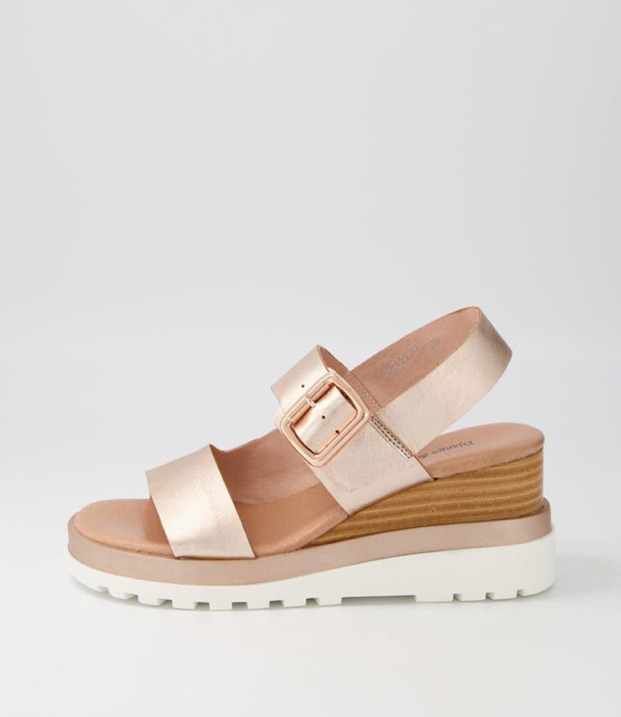 Shoes DJANGO & JULIETTE | Barmer Pale Rose Gold Leather Sandals Ws