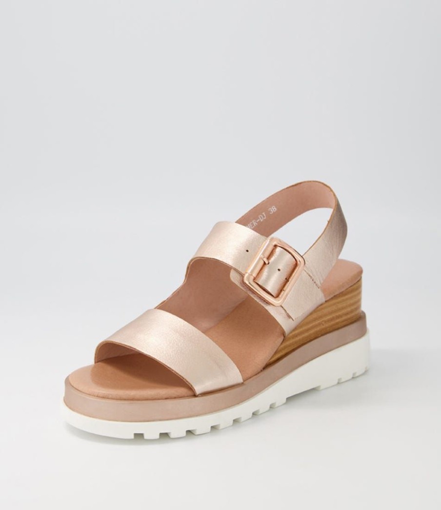 Shoes DJANGO & JULIETTE | Barmer Pale Rose Gold Leather Sandals Ws