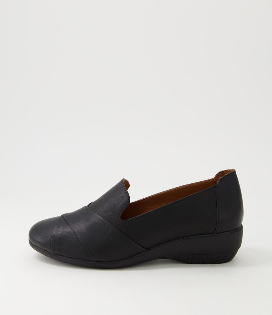 Shoes DIANA FERRARI | Graced Black Leather Wedges