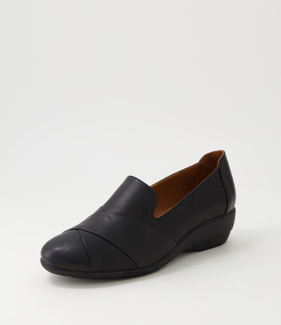 Shoes DIANA FERRARI | Graced Black Leather Wedges