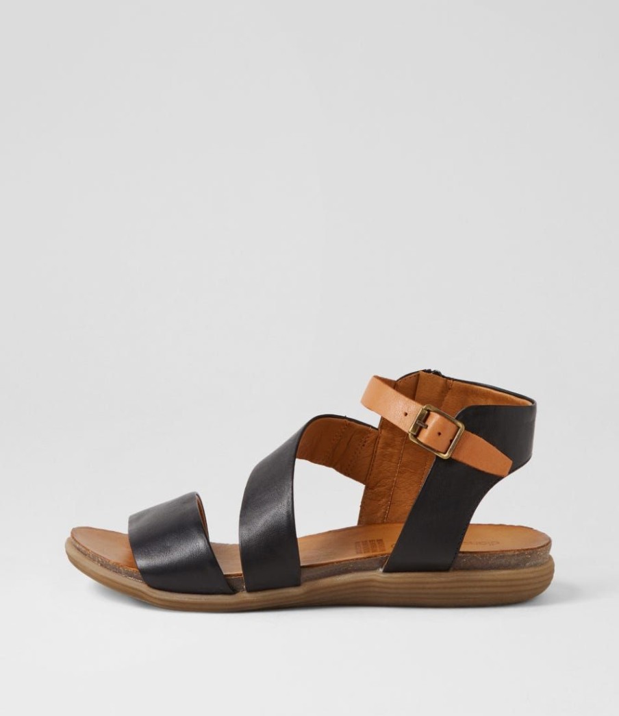 Shoes DIANA FERRARI | Sandarne Black Tan Leather Sandals