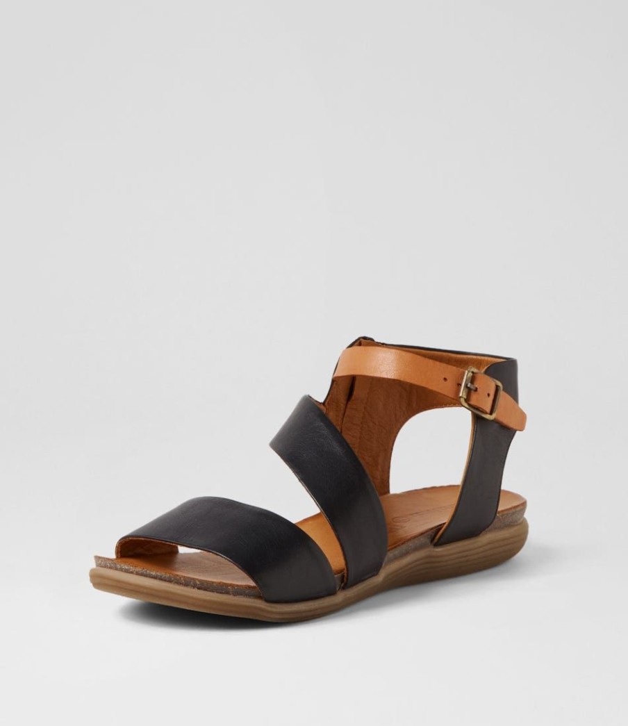 Shoes DIANA FERRARI | Sandarne Black Tan Leather Sandals