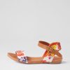 Shoes DJANGO & JULIETTE | Jinnit Orange Poppy Print Tan Leather Sandals