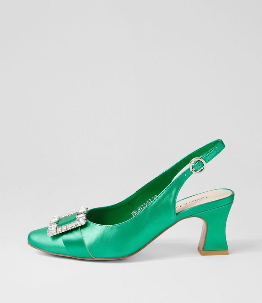 Shoes DJANGO & JULIETTE | Prentis Emerald Satin Leather Heels