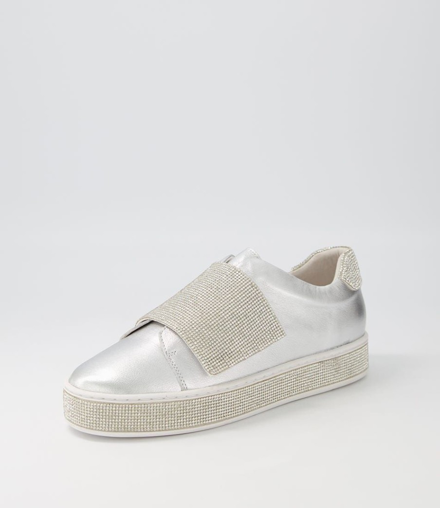 Shoes TOP END | Patisse Silver Leather Jewels Sneakers