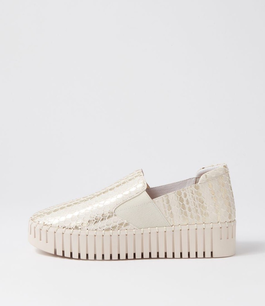 Shoes DJANGO & JULIETTE | Becca Almond Metallic Cut Leather Sneakers