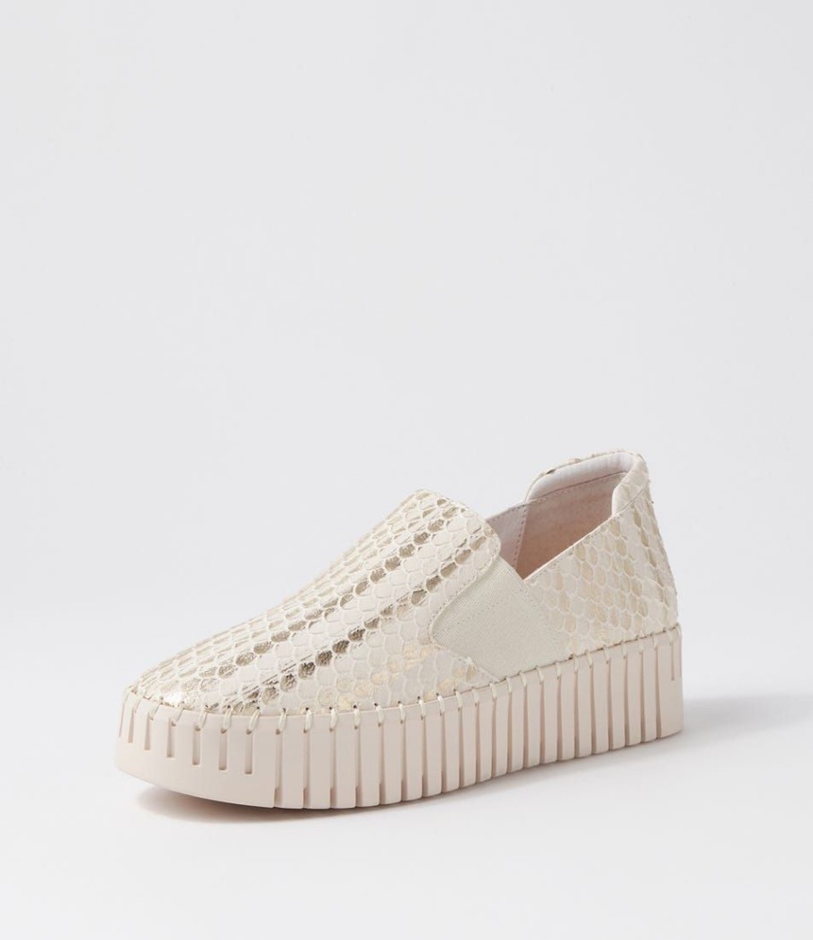 Shoes DJANGO & JULIETTE | Becca Almond Metallic Cut Leather Sneakers