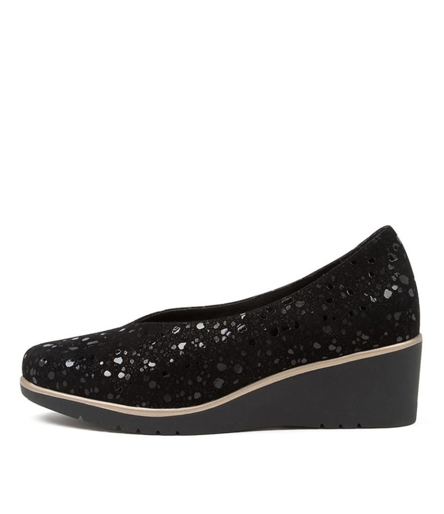 Shoes DJANGO & JULIETTE | Umme Black Sparkle Suede Wedges